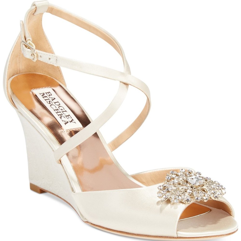 Badgley Mischka Abigail Evening Wedge Sandals - Size 10